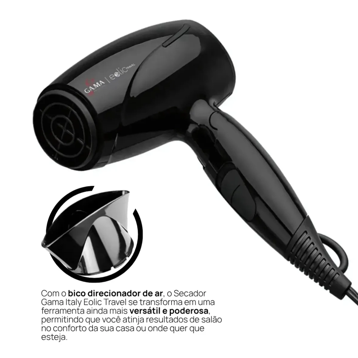 MINI SECADOR DE CABELO GAMA ITALY EOLIC 1400W TRAVEL BIVOLT MINI SECADOR DE CABELO GAMA ITALY EOLIC 1400W TRAVEL BIVOLT