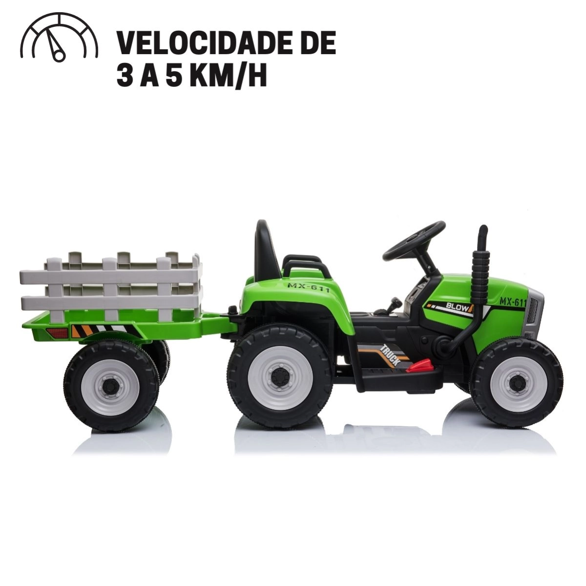 MINI TRATOR ELETRICO COM CARRETA 12V VERDE FAZENDEIRO BW210VD MINI TRATOR ELETRICO COM CARRETA 12V VERDE FAZENDEIRO BW210VD