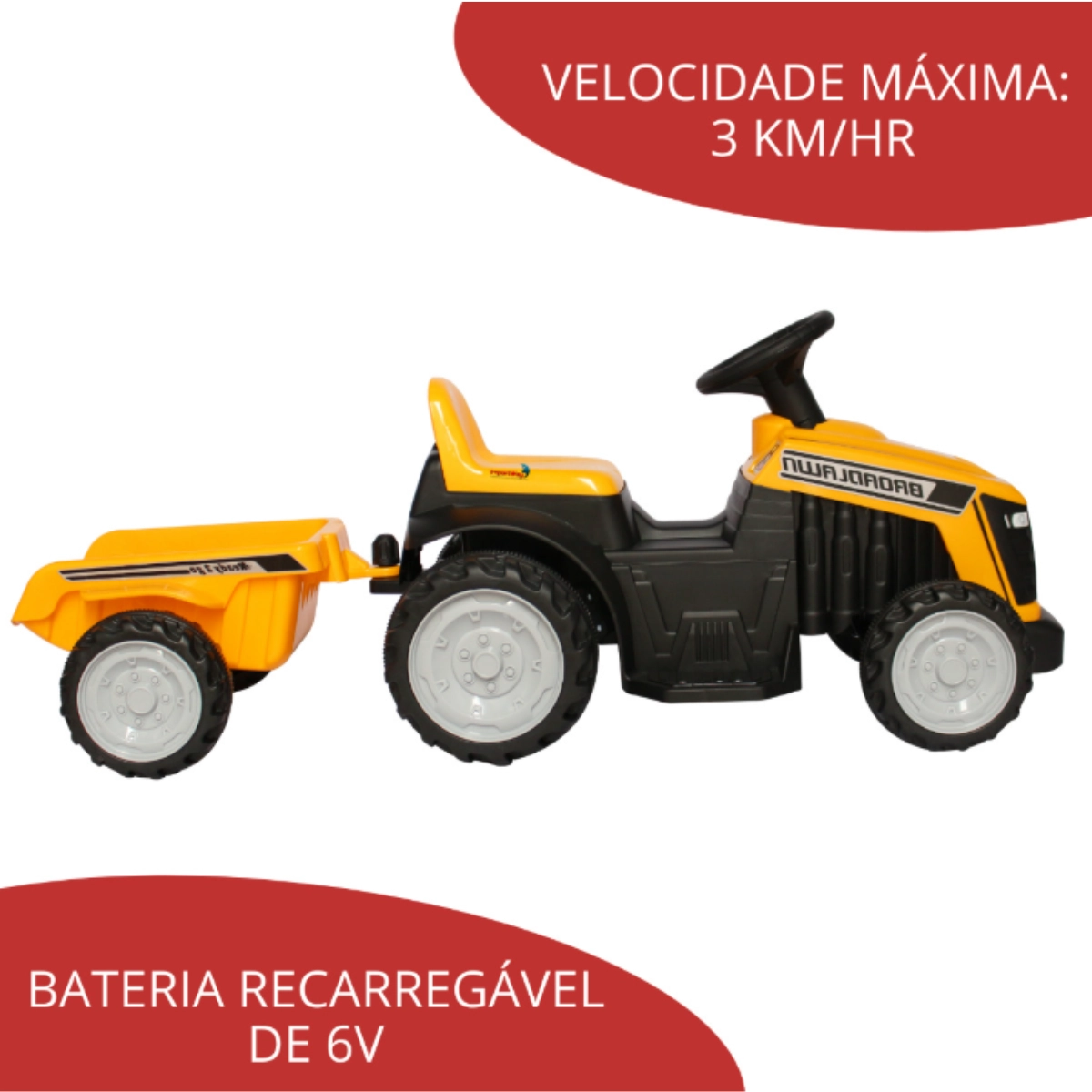 Mini Trator Eletrico Nfantil Amarelo