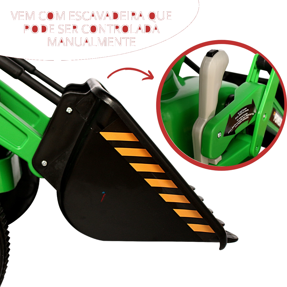 MINI TRATOR ESCAVADEIRA ELÉTRICO INFANTIL 12V VERDE - IMPORTWAY