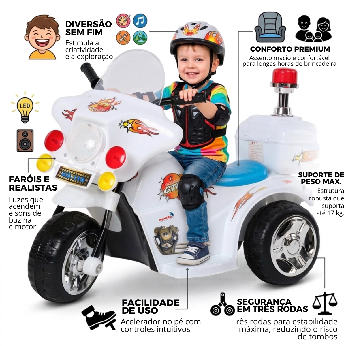 MINI TRICICLO ELETRICA INFANTIL BRANCO BW006BR IMPORTWAY MINI TRICICLO ELETRICA INFANTIL BRANCO BW006BR IMPORTWAY