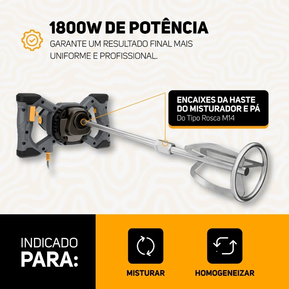 MISTURADOR DE ARGAMASSA E TINTA WAP WE MA01 790RPM 127V 6 VELOCIDADES
