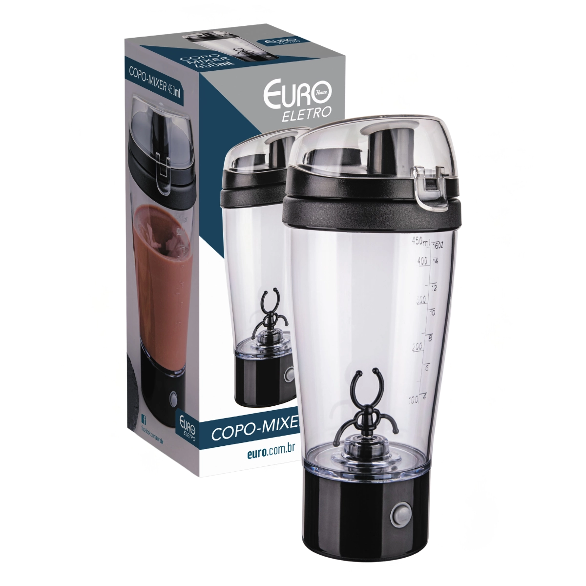MIXER A PILHA COM COPO 450ML EURO HOME PRETO MIXER A PILHA COM COPO 450ML EURO HOME PRETO