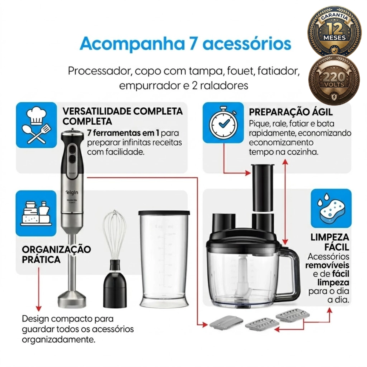 MIXER MASTER MIX 5 EM 1 TRITURA BATE RALA E FATIA 1000W ELGIN 220V MIXER MASTER MIX 5 EM 1 TRITURA BATE RALA E FATIA 1000W ELGIN 220V