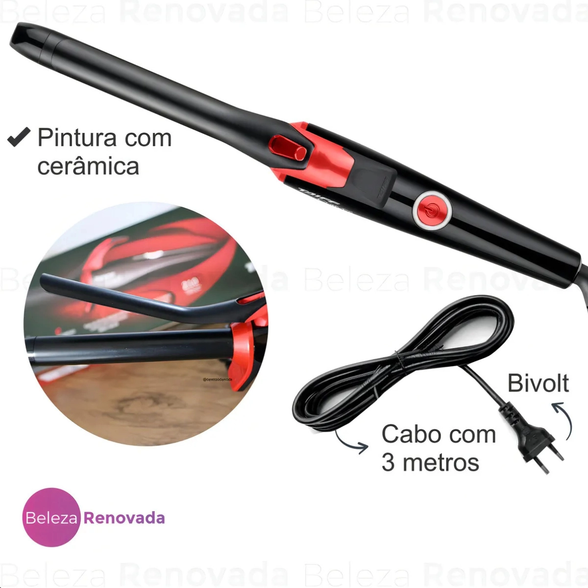 MODELADOR TAIFF CURVES 3/4 AUTOMATIC BIVOLT 19MM VERMELHO MODELADOR TAIFF CURVES 3/4 AUTOMATIC BIVOLT 19MM VERMELHO