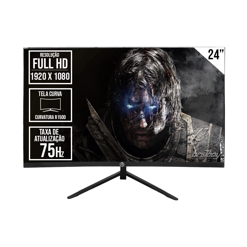 MONITOR CURVO LED BRAZILPC 24" FULL HD 75HZ PRETO MONITOR CURVO LED BRAZILPC 24" FULL HD 75HZ PRETO