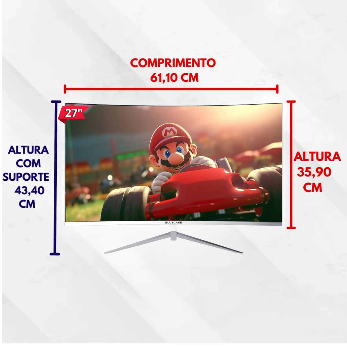 MONITOR GAMER 27 BRANCO CURVO NYX 5MS BLUECASE FHD 100HZ HDMI VGA FREESYNC 