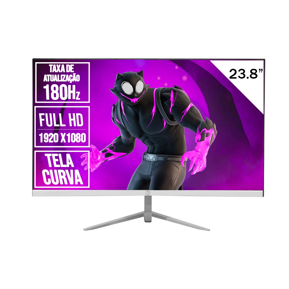 Monitor Gamer Brazilpc 23.8 Fullhd 180hz Curvo R1500 Branco 24r15 Widescreen