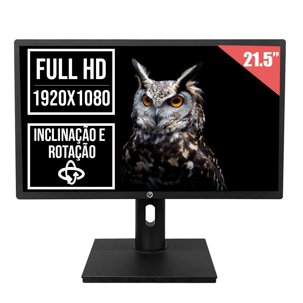 MONITOR LED 21.5 PRETO BRAZILPC 75HZ FULL HD ANTIRREFLEXO ERGONÔMICO