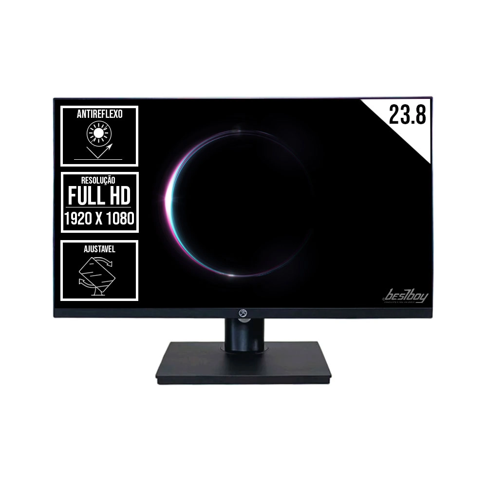 MONITOR LED 23.8" FHD BRAZILPC ERGONÔMICO ANTIRREFLEXO FRAMELESS 75HZ PRETO BPC24SA