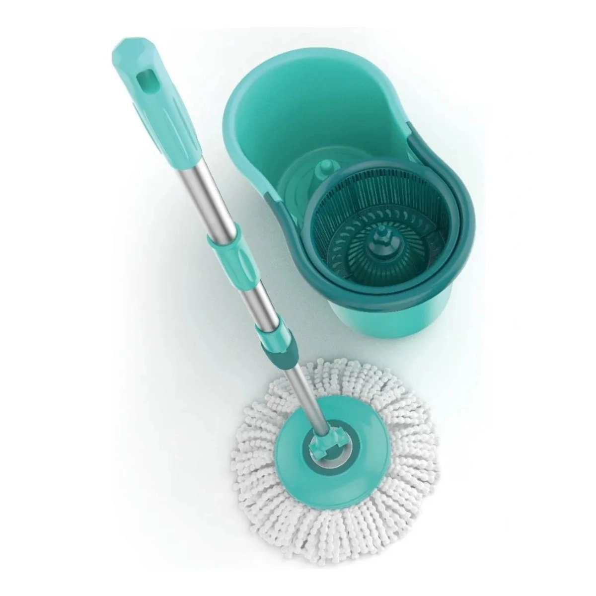 MOP GIRATÓRIO FLASH LIMP CINZA E VERDE MICROFIBRA ÁGUA LIMPA INOX