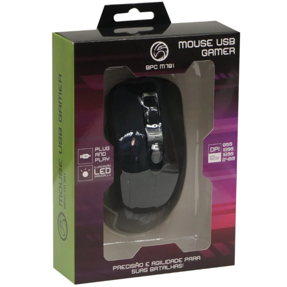 Mouse Gamer Brazilpc Bpc-m781 2400dpi 7 Botões Com Led