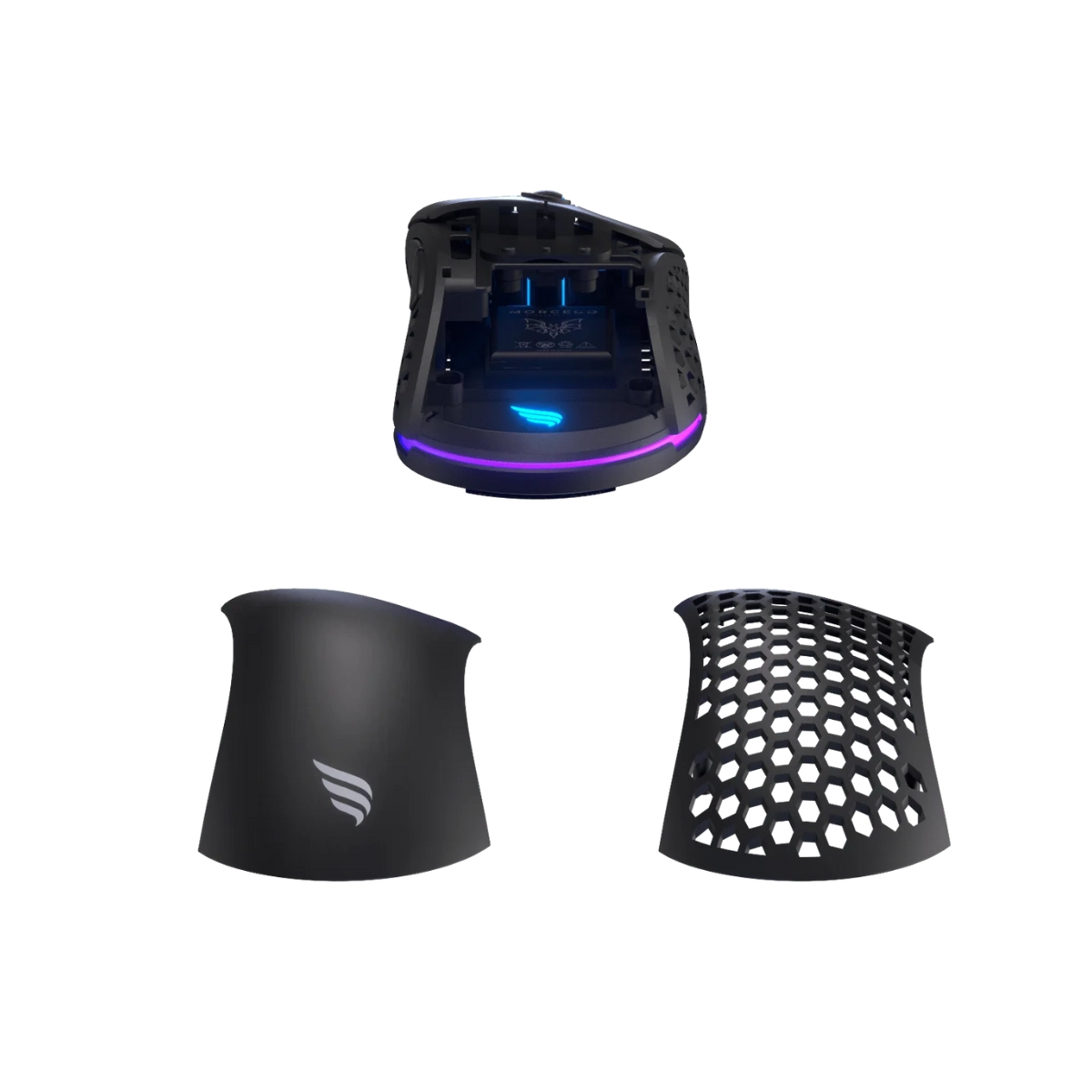 MOUSE GAMER FALLEN MORCEGO WIRELESS 6400 DPI ALL BLACK