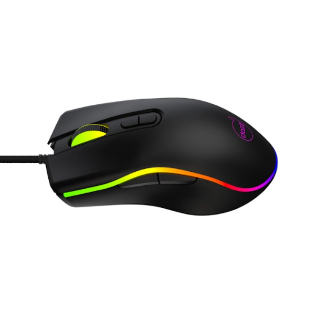 MOUSE GAMER RAINBOW 3600DPI RGB COM FIO PRETO - DAZZ