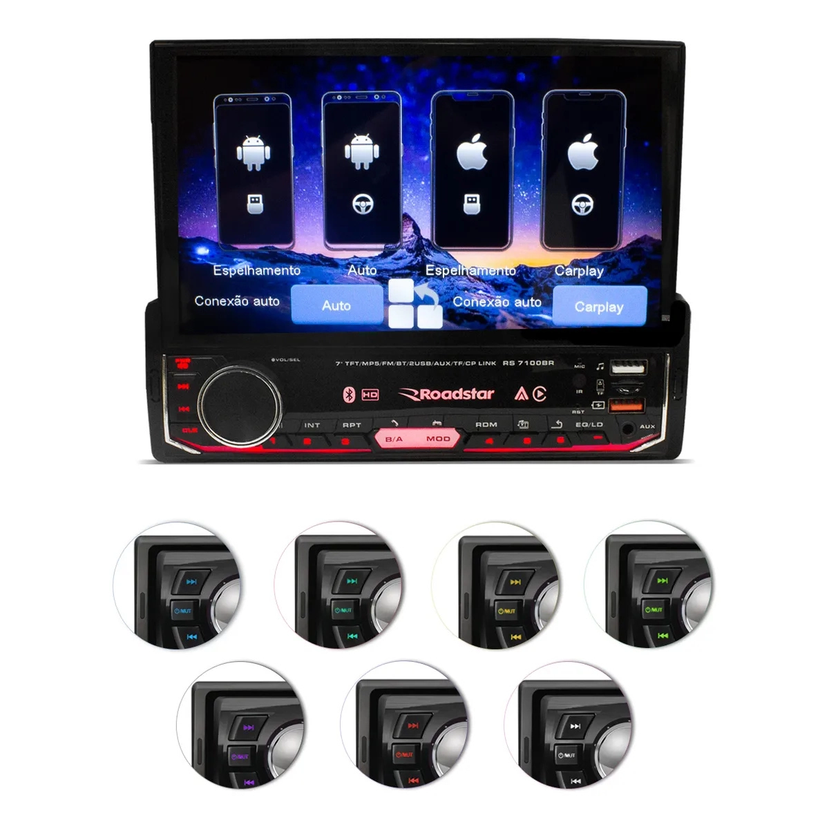 MULTIMÍDIA MP5 1 DIN TELA 7 POLEGADAS BLUETOOTH BLACK PIANO