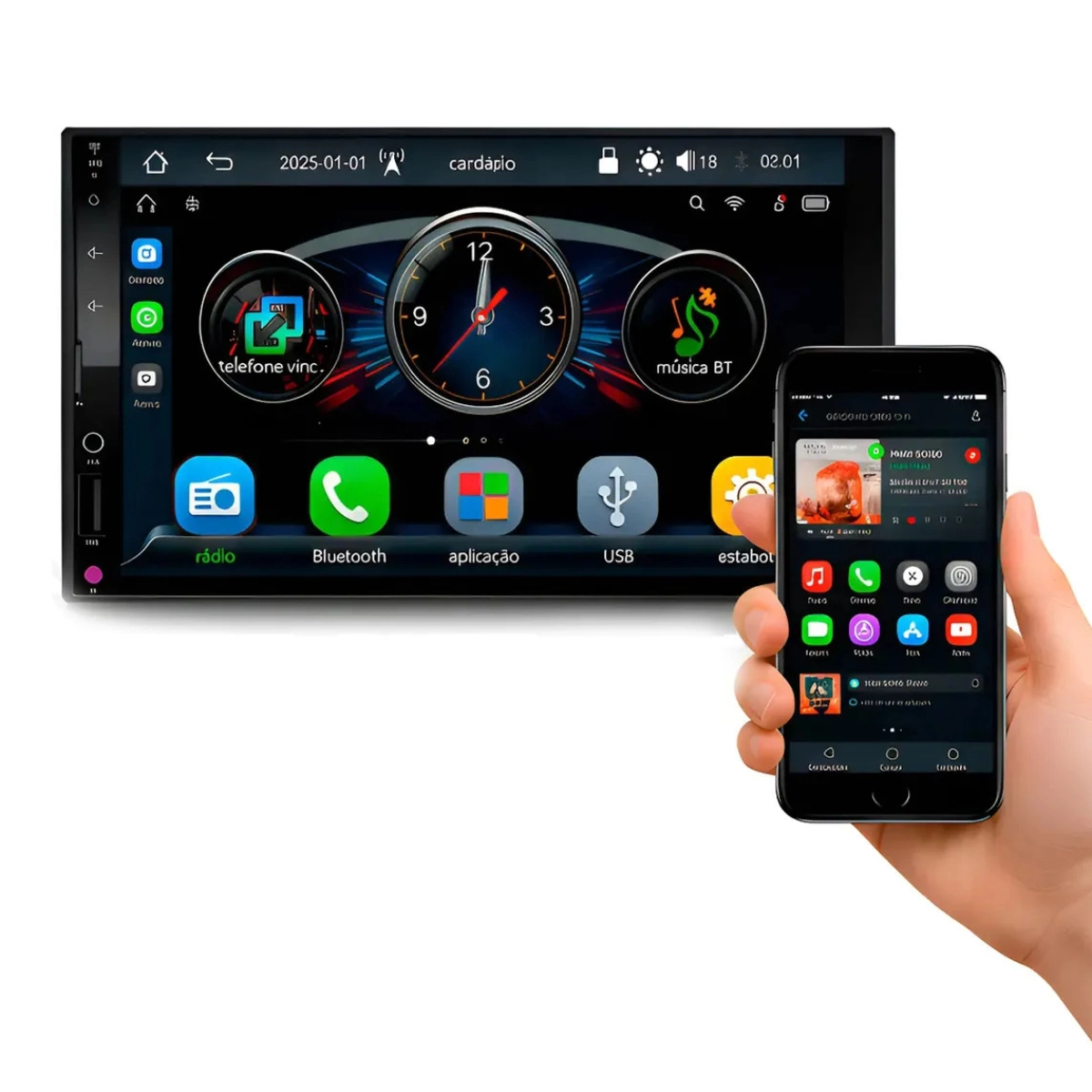 MULTIMÍDIA VEICULAR MP5 RS-7007BR 7 CARPLAY ANDROID AUTO SEM FIO