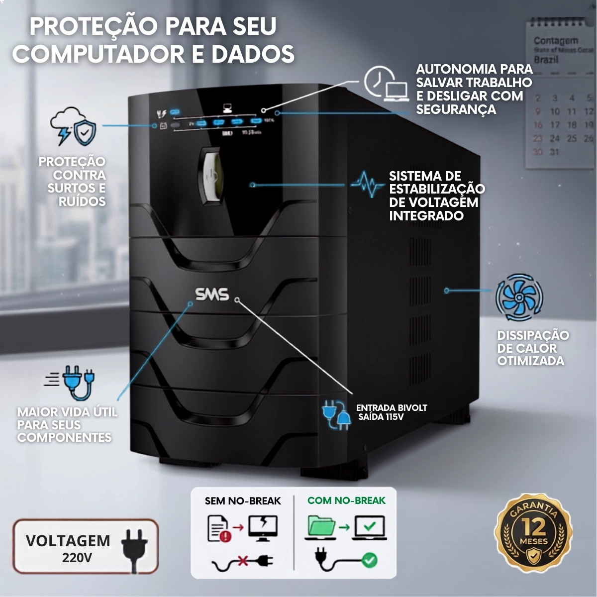 NOBREAK SMS SENOIDAL POWER SINUS NG 3200VA MONOVOLT 220V NOBREAK SMS SENOIDAL POWER SINUS NG 3200VA MONOVOLT 220V