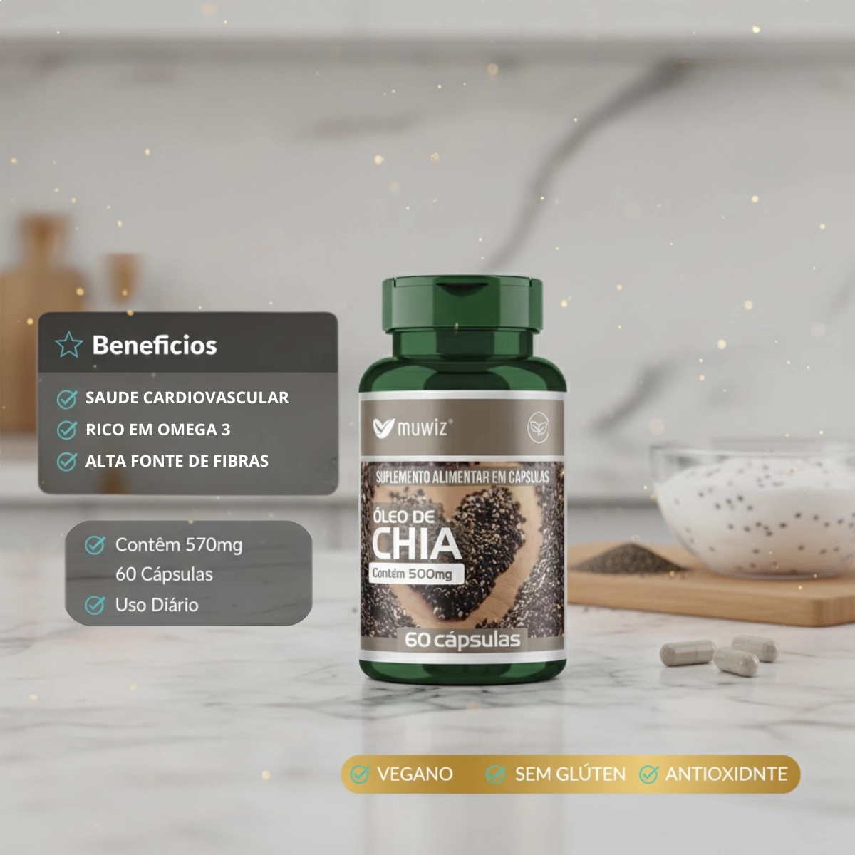 OLEO DE CHIA EM CAPSULAS 500MG COM 60 CAPSULAS MUWIZ OLEO DE CHIA EM CAPSULAS 500MG COM 60 CAPSULAS MUWIZ