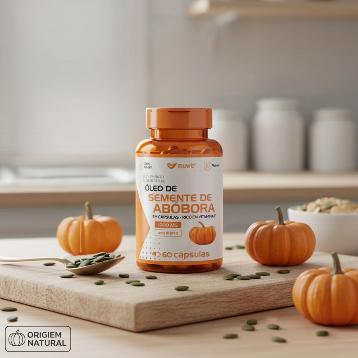 OLEO DE SEMENTE DE ABOBORA MUWIZ  1000MG COM 60 CAPSULAS