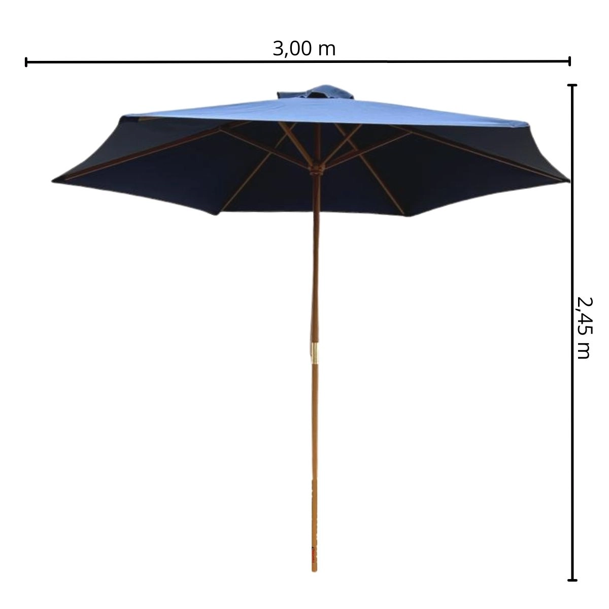 OMBRELONE CENTRAL AZUL 3,0 M IMPORTWAY MADEIRA IMPERMEÁVEL