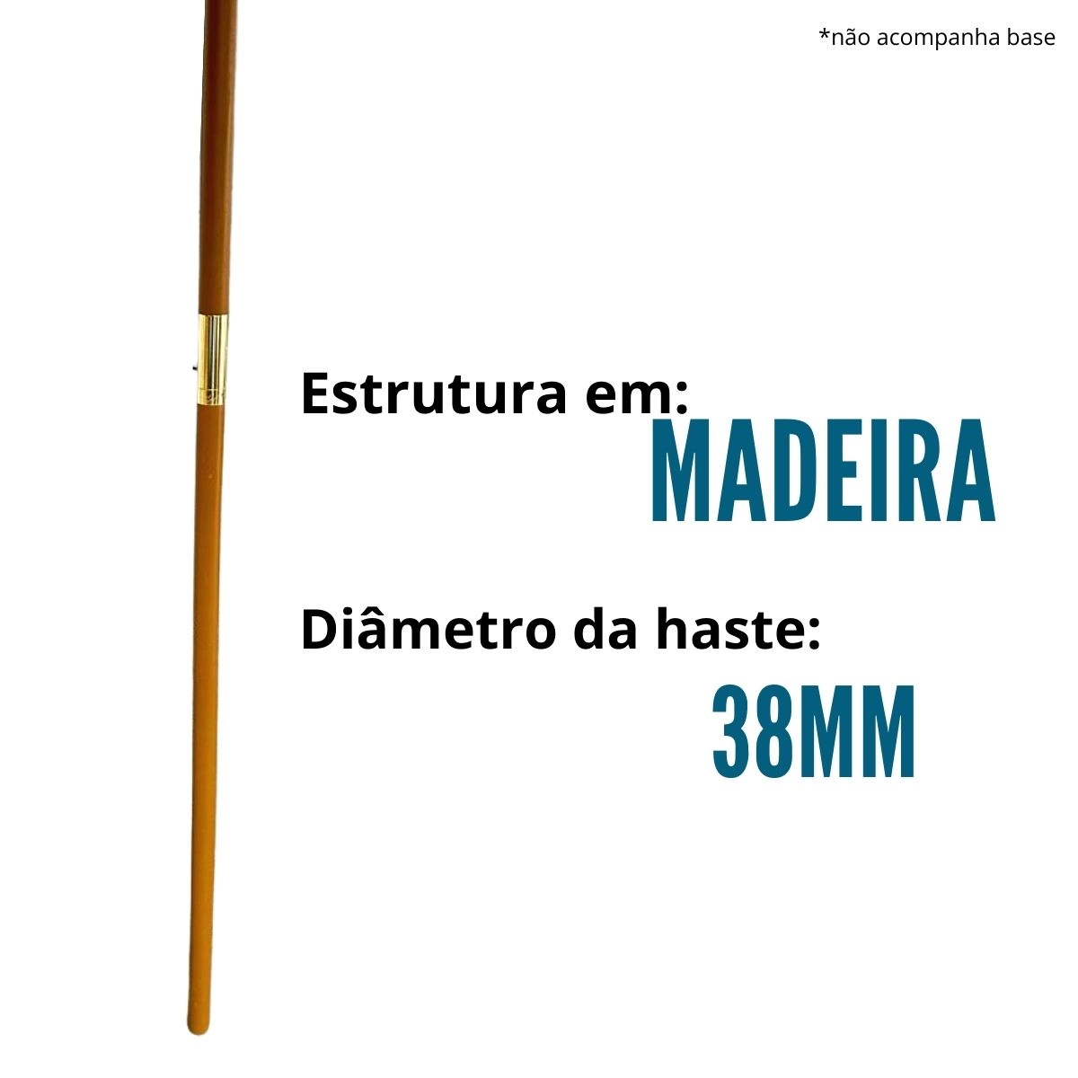 OMBRELONE CENTRAL EM MADEIRA COM BASE IMPORTWAY 3,00M AZUL
