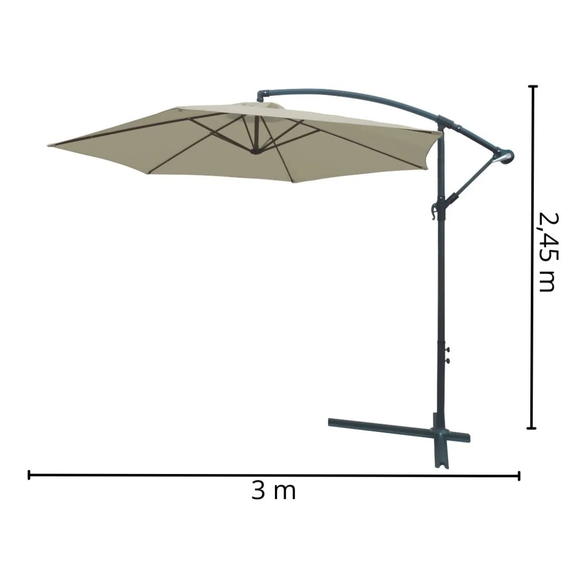 OMBRELONE LATERAL SUSPENSO 3,0M EM ALUMÍNIO BRANCO IMPORTWAY