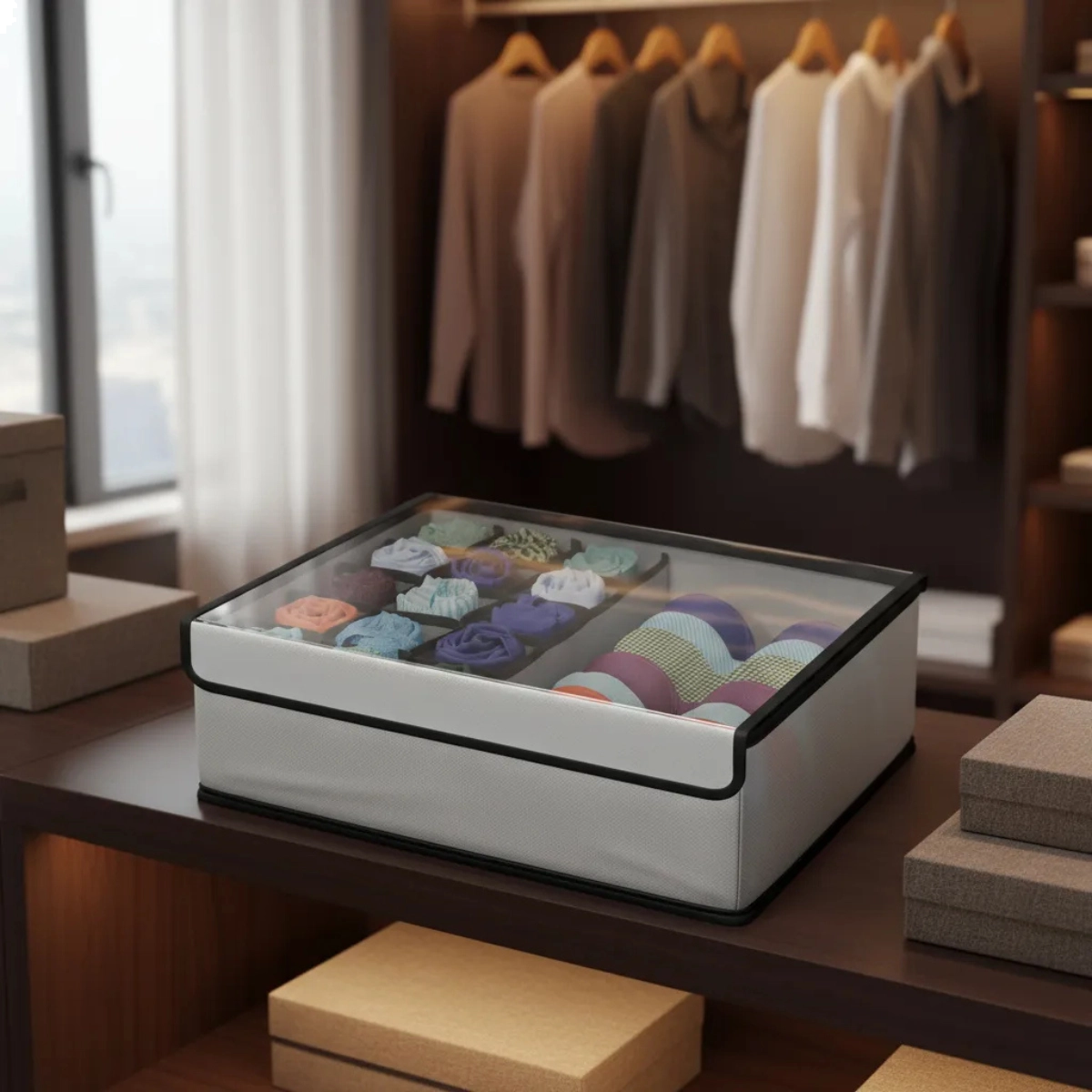 ORGANIZADOR DE ROUPAS MULTIUSO EURO HOME 2 EM 1 CINZA