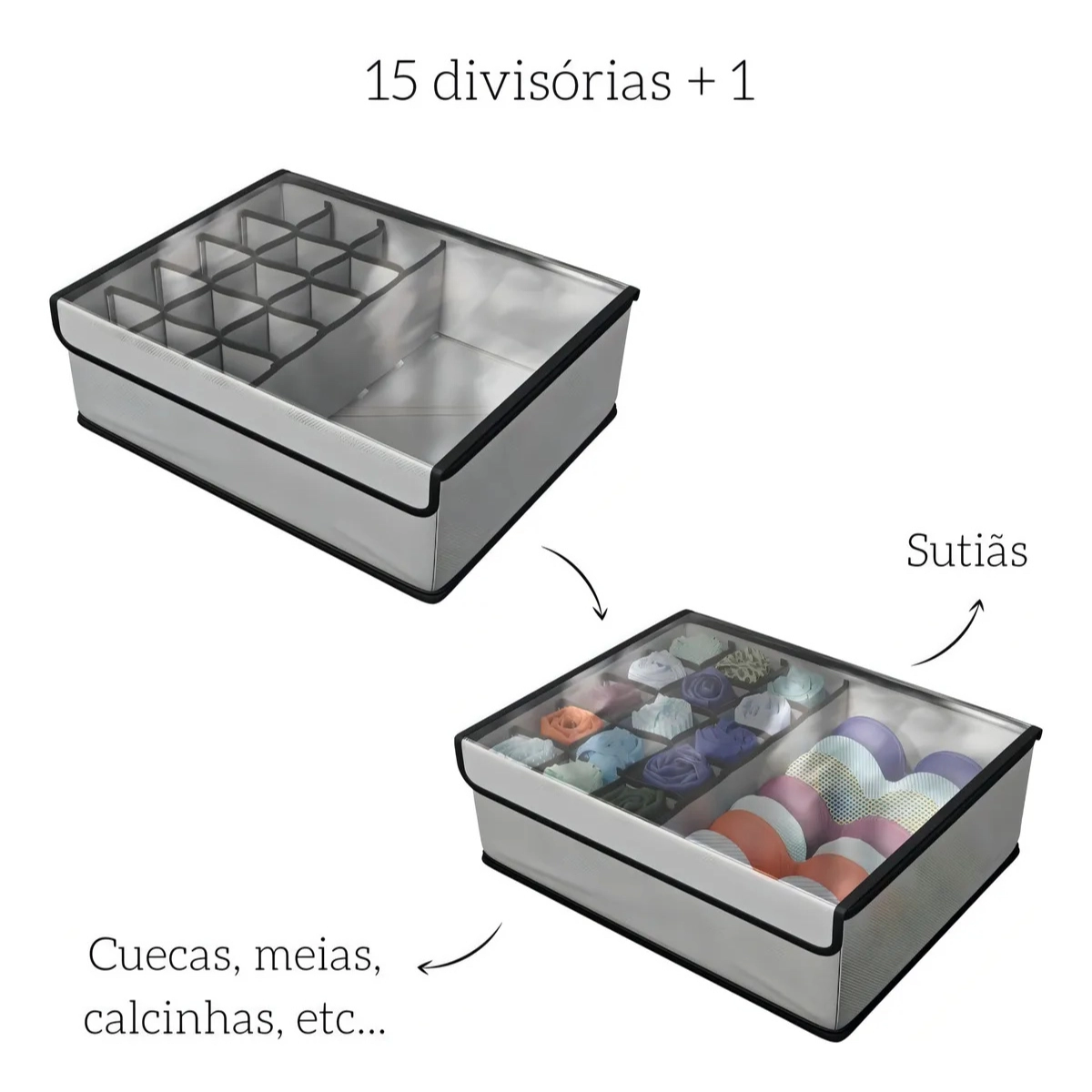 ORGANIZADOR DE ROUPAS MULTIUSO EURO HOME 2 EM 1 CINZA