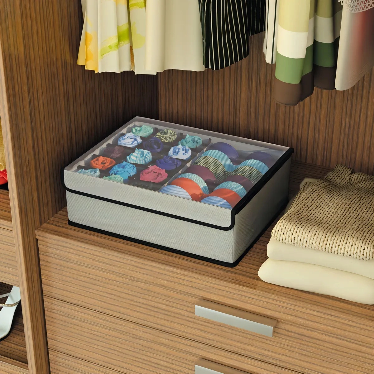 ORGANIZADOR DE ROUPAS MULTIUSO EURO HOME 2 EM 1 CINZA