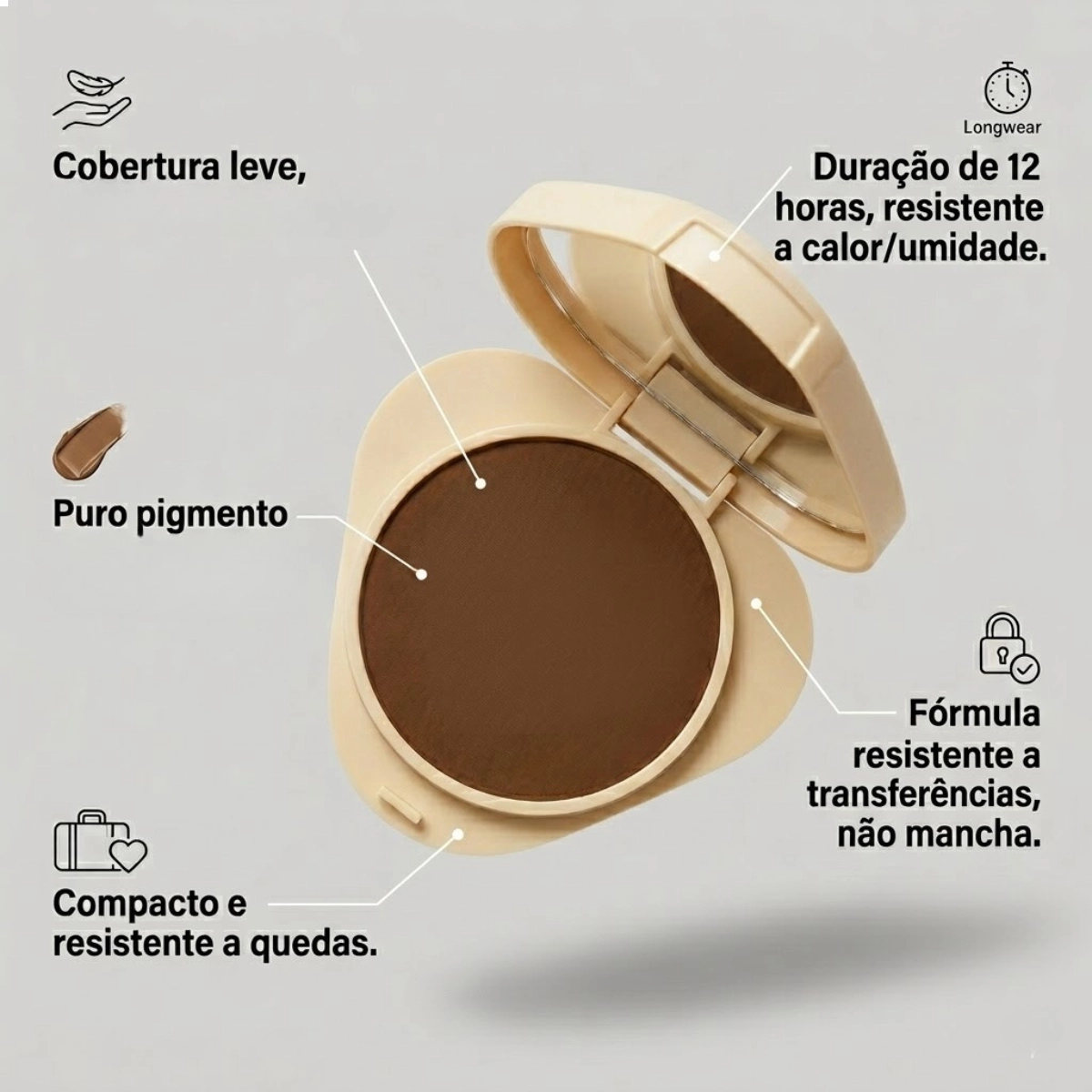 PÓ COMPACTO FACIAL RUBYROSE CLASS HB86312 COR GP30 PÓ COMPACTO FACIAL RUBYROSE CLASS HB86312 COR GP30