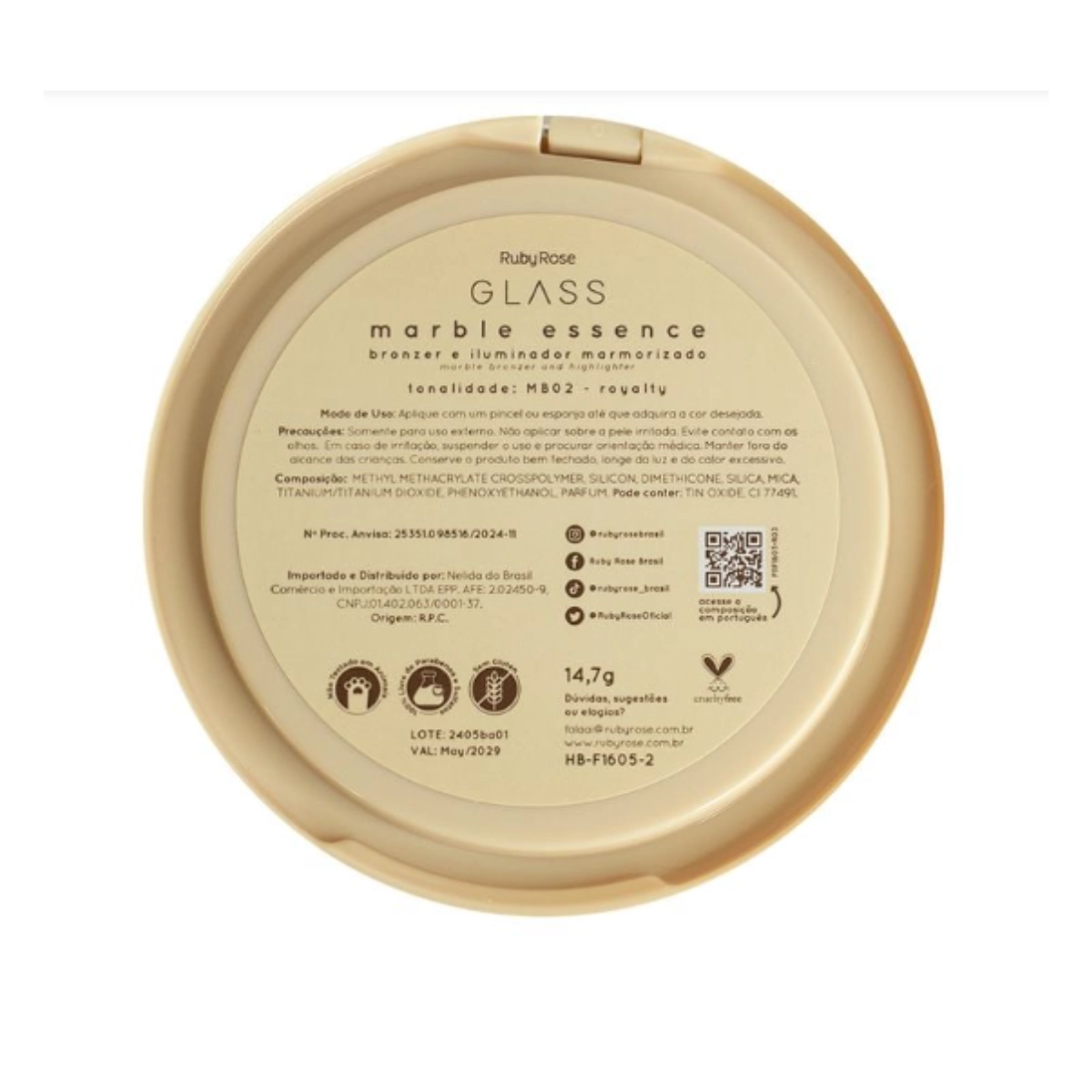 PÓ FINALIZADOR BRONZER E ILUMINADOR MARMORIZADO GLASS HBF16052