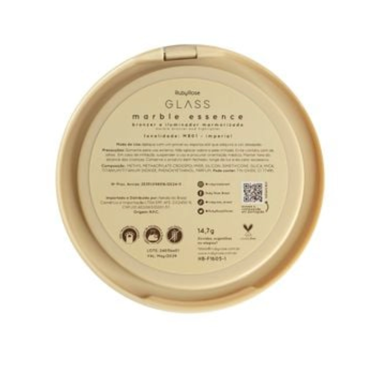 PÓ FINALIZADOR BRONZER E ILUMINADOR MARMORIZADO GLASS RUBY ROSE