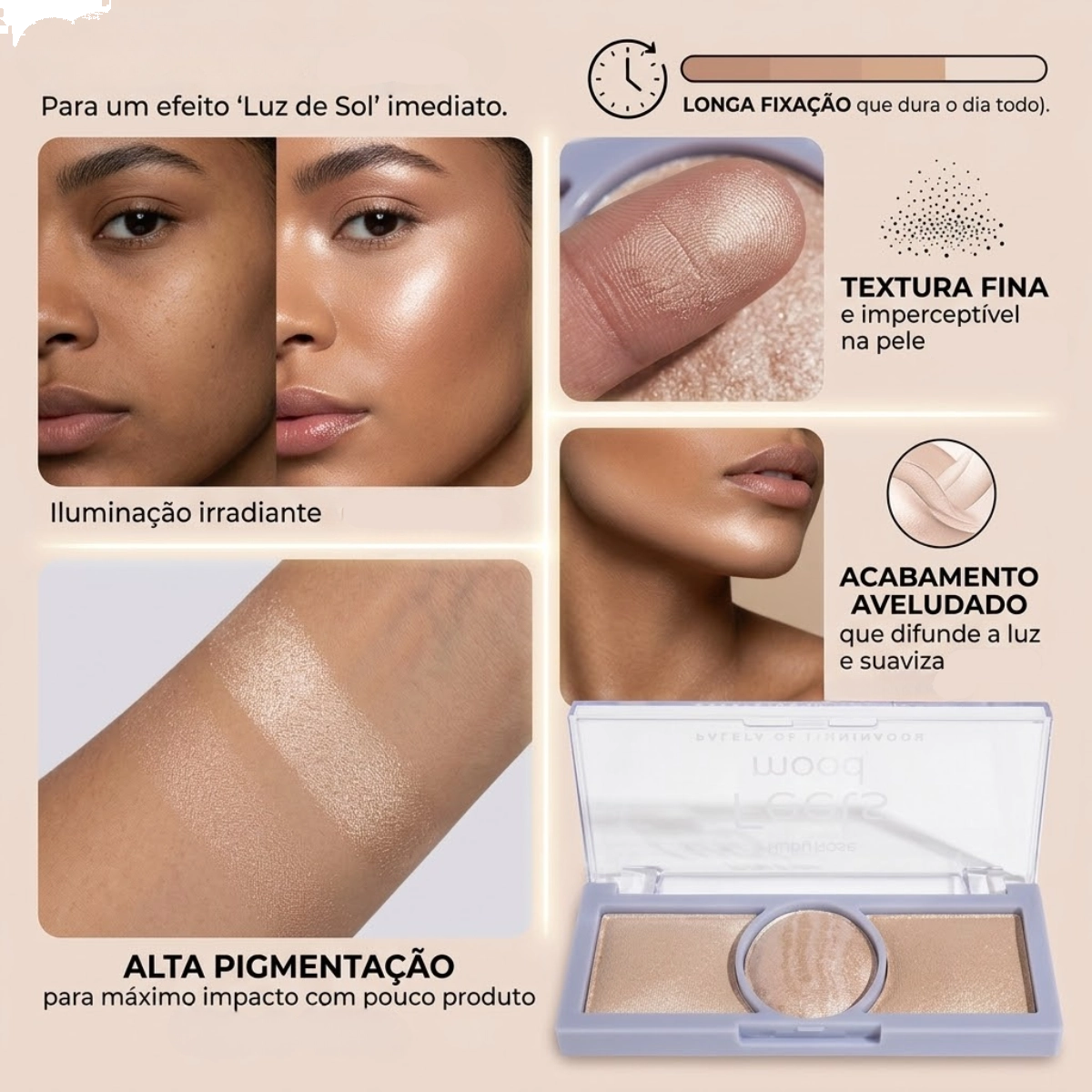 PALETA DE ILUMINADOR FEELS MOOD ALTA PIGMENTAÇÃO TOM HB75301 RUBY ROSE PALETA DE ILUMINADOR FEELS MOOD ALTA PIGMENTAÇÃO TOM HB75301 RUBY ROSE