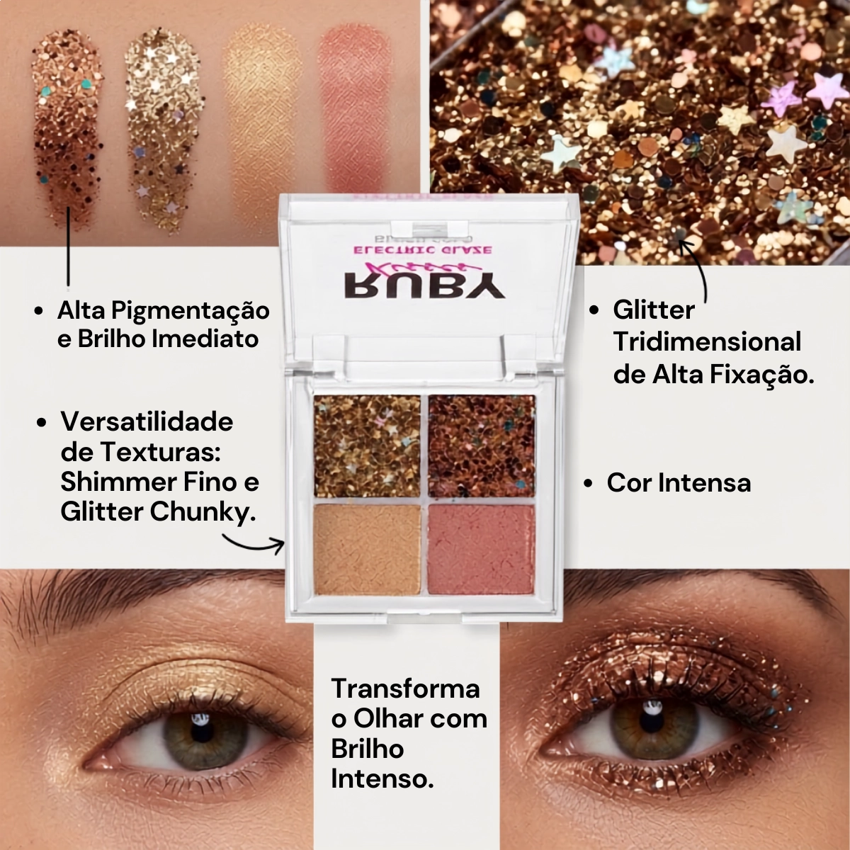 PALETA DE SOMBRAS EYESHADOW GLITTER BLUSH GOLD RUBY KISSES PALETA DE SOMBRAS EYESHADOW GLITTER BLUSH GOLD RUBY KISSES