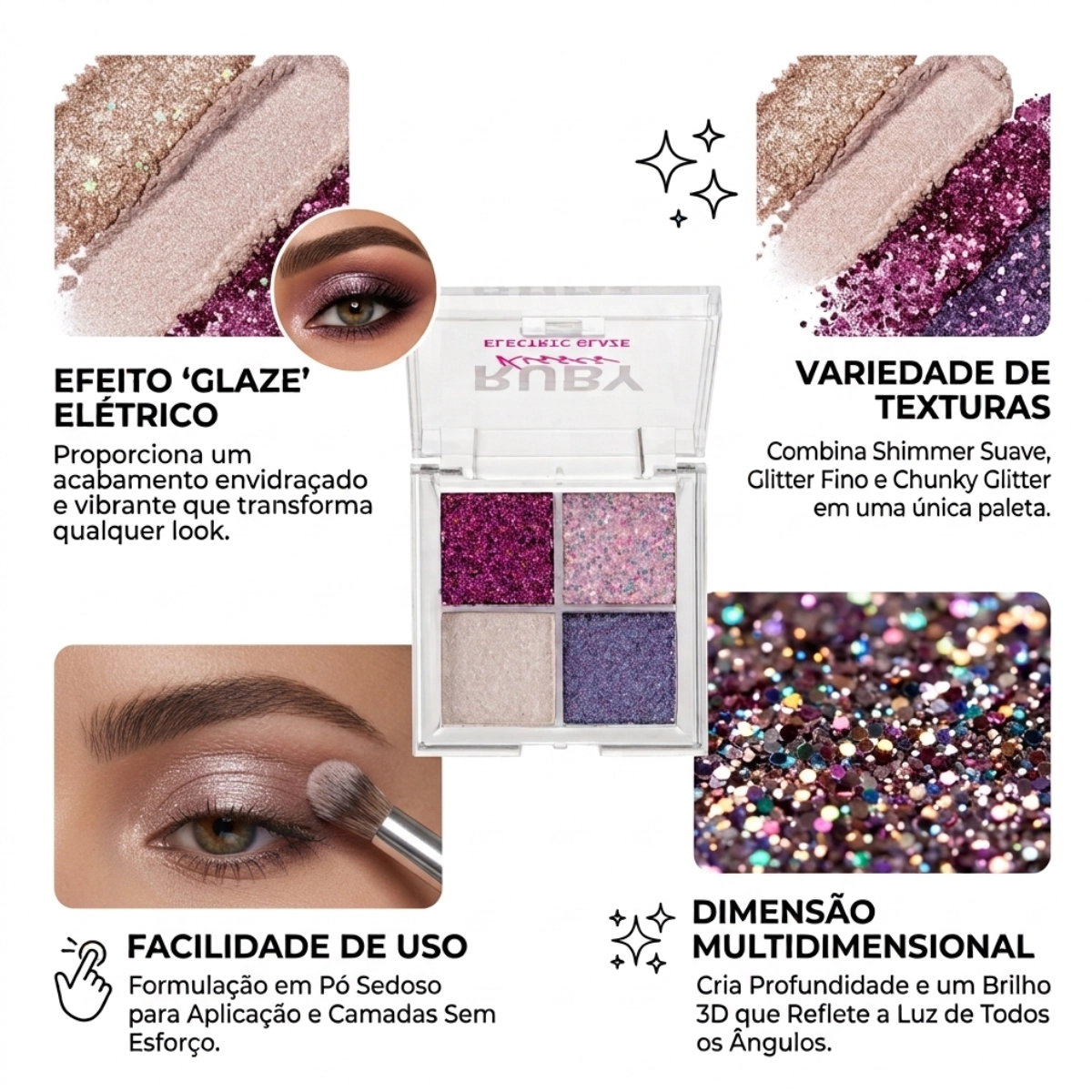 PALETA DE SOMBRAS EYESHADOW GLITTER UNICORN RUBY KISSES PALETA DE SOMBRAS EYESHADOW GLITTER UNICORN RUBY KISSES