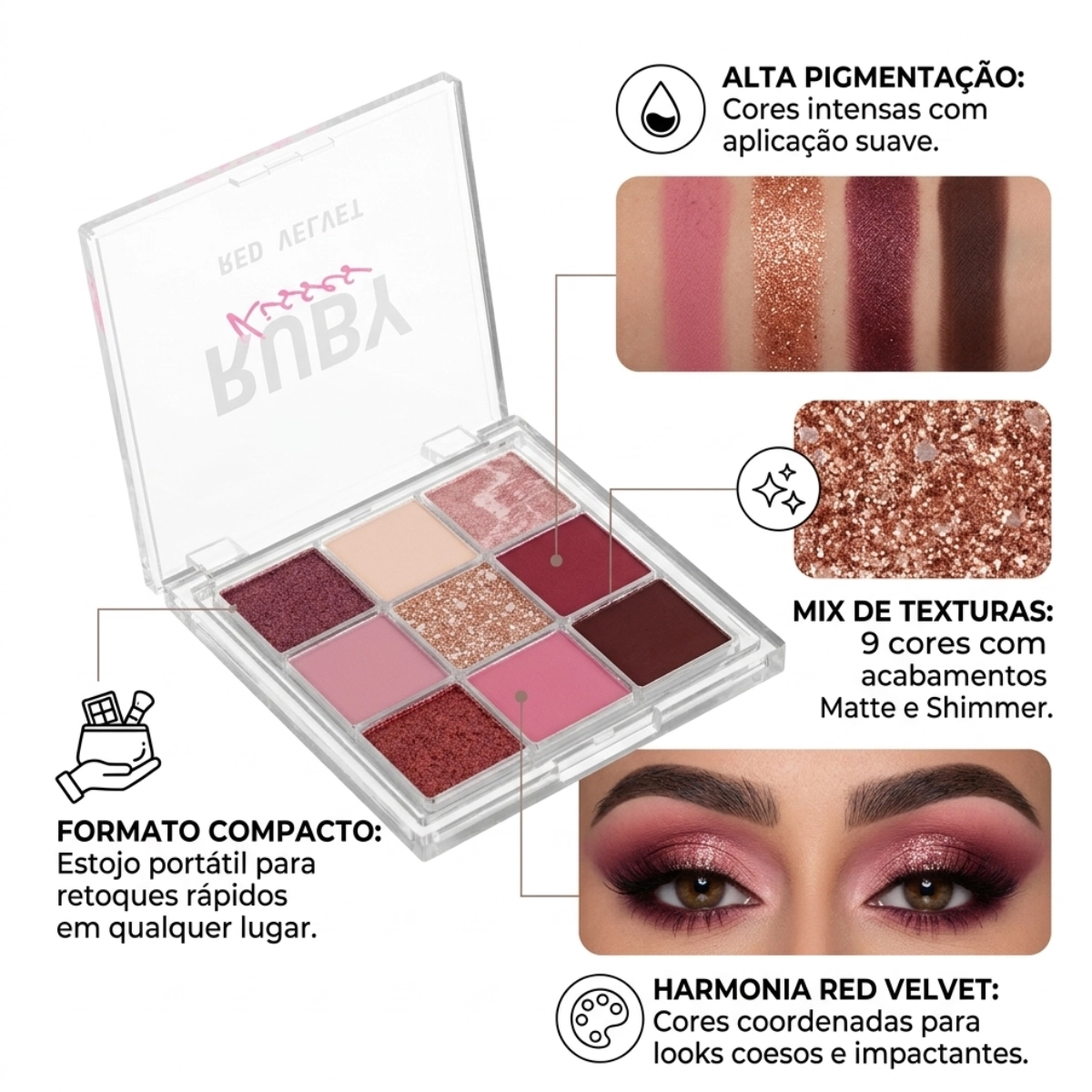 PALETA DE SOMBRAS SWEETS COLLECTION RK 9 CORES RED VELVET