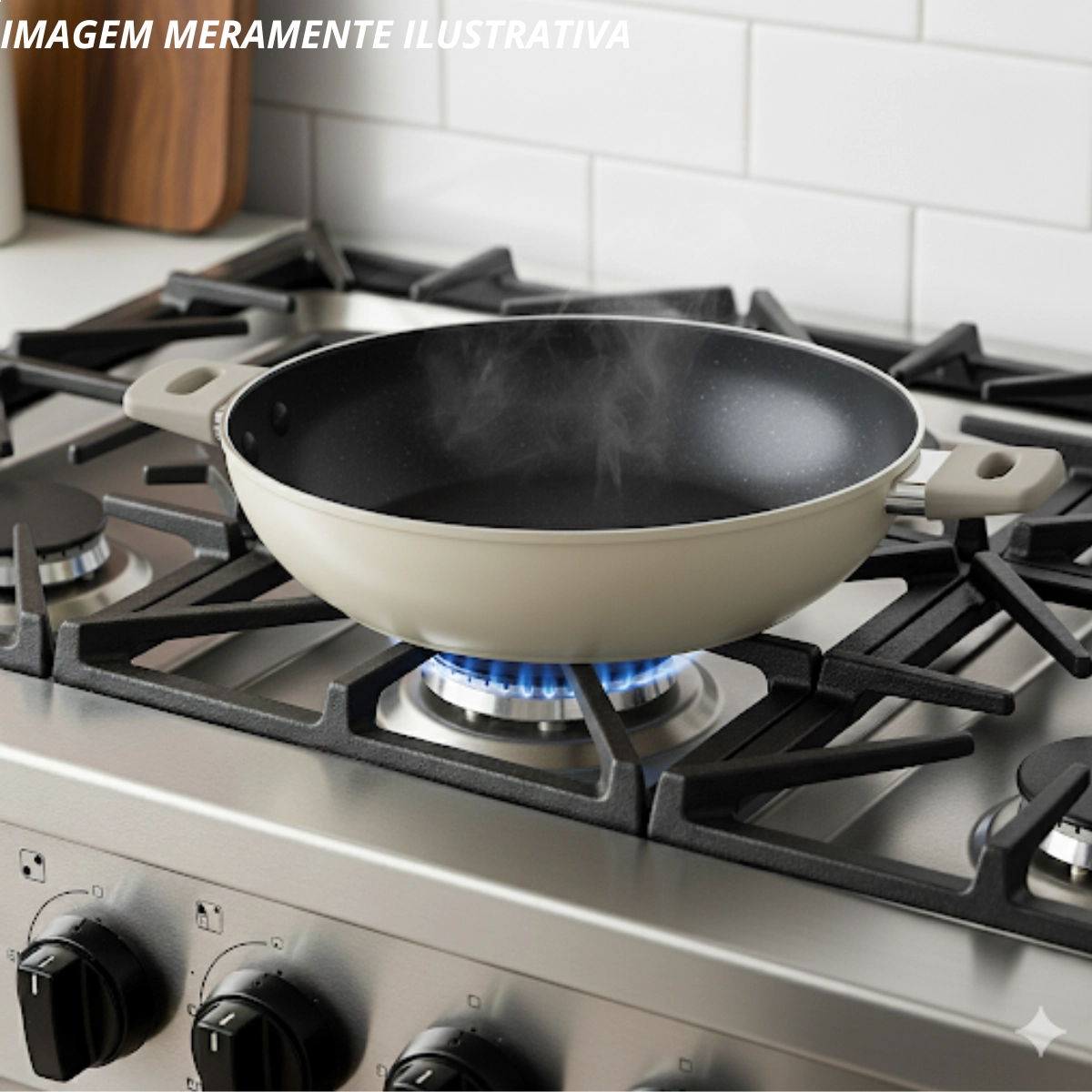 PANELA ANTIADERENTE COM ALÇAS WOK INTENSE 32CM EURO HOME FENDI 