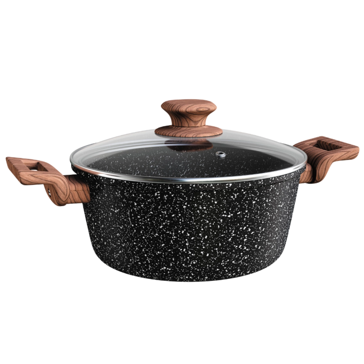 Panela Caçarola Wooden Indução Antiaderente Colorstone 24cm Cor Preto Panela Caçarola Wooden Indução Antiaderente Colorstone 24cm Cor Preto