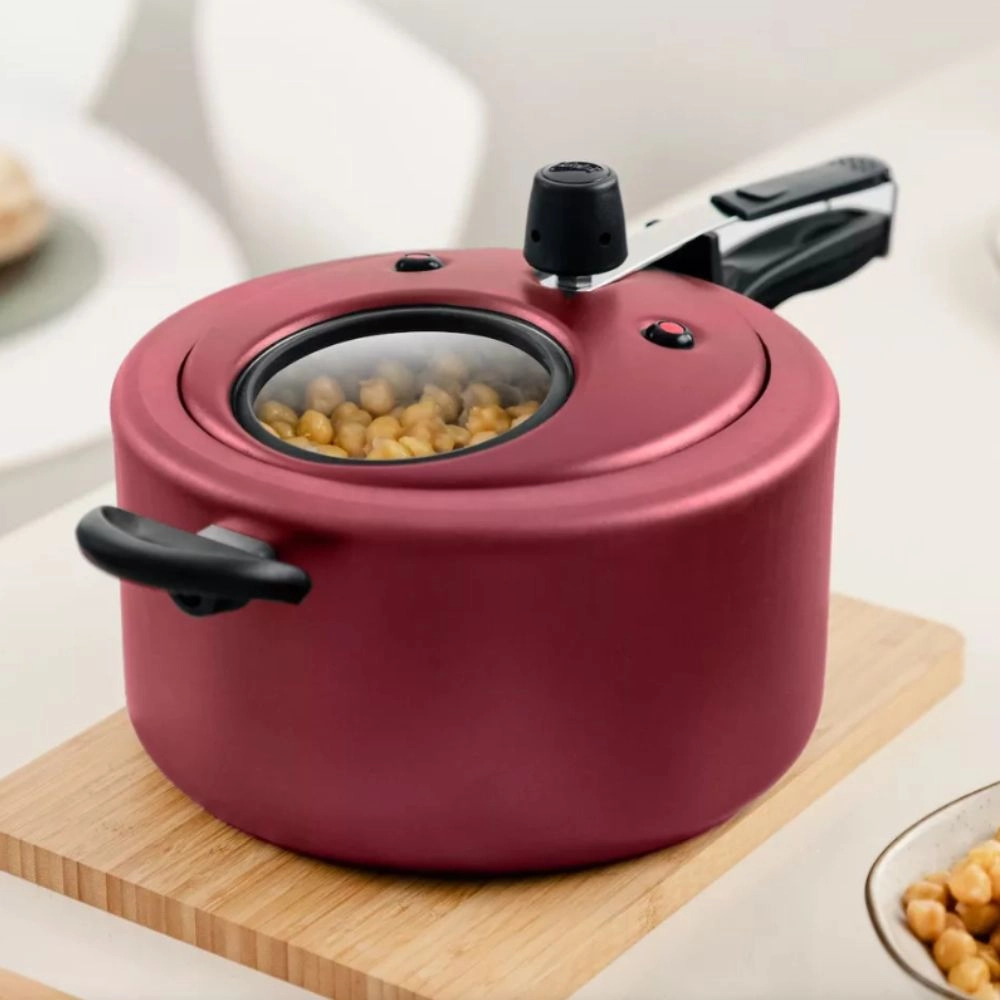 Panela De Pressão Antiaderente Cereja Com Visor 3,0l Mta Panela De Pressão Antiaderente Cereja Com Visor 3,0l Mta