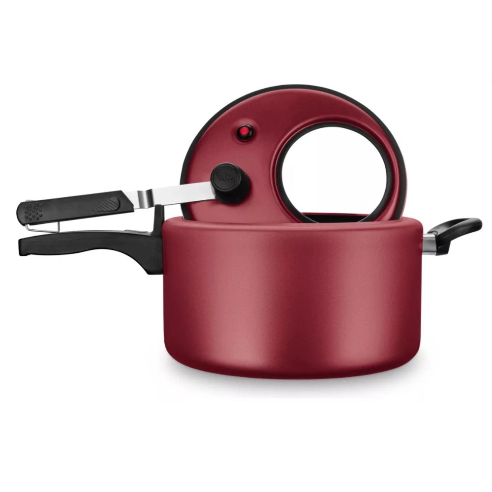 Panela De Pressão Antiaderente Cereja Com Visor 6,0l Mta