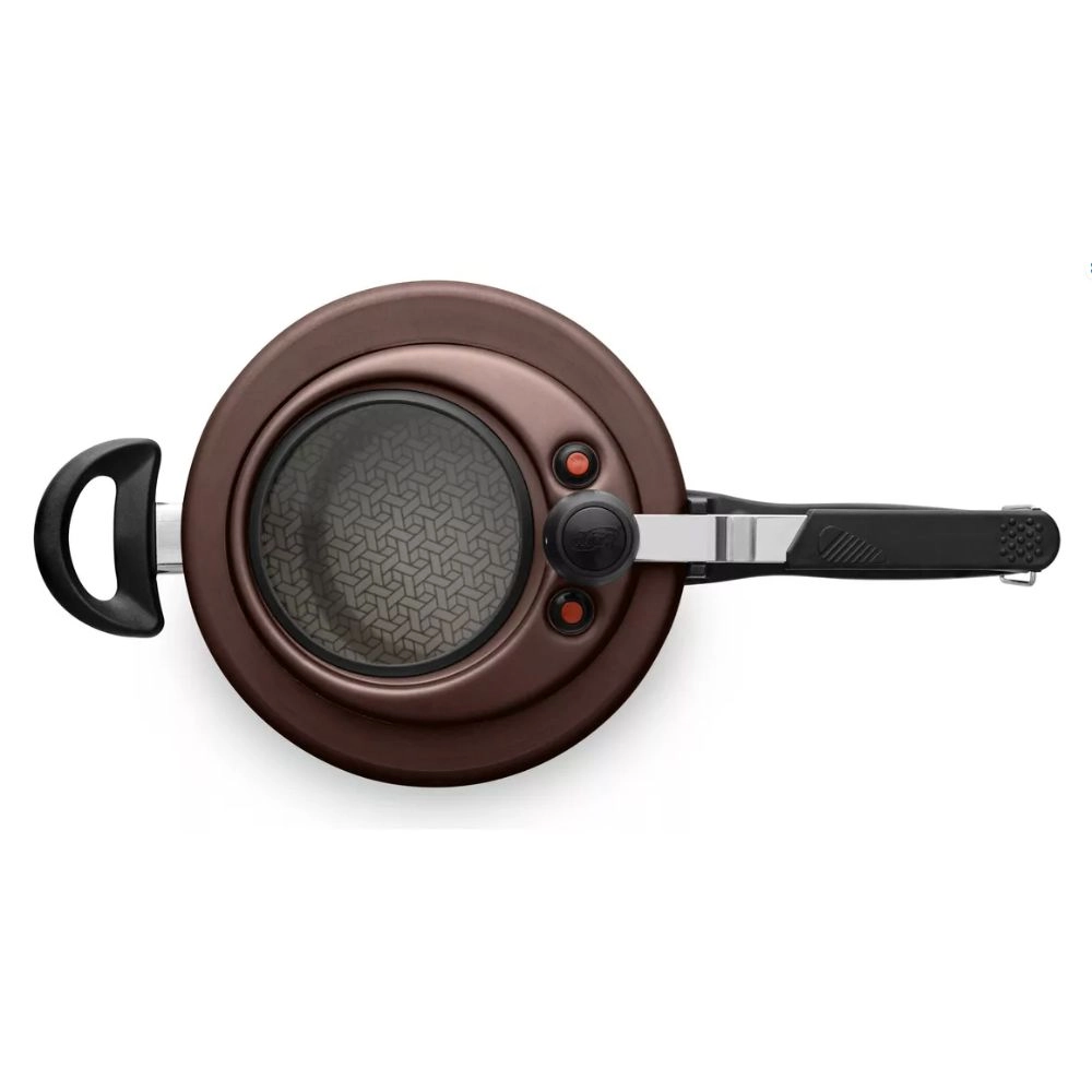 Panela De Pressão Antiaderente Cor Chocolate Com Visor 6,0L MTA Panela De Pressão Antiaderente Cor Chocolate Com Visor 6,0L MTA