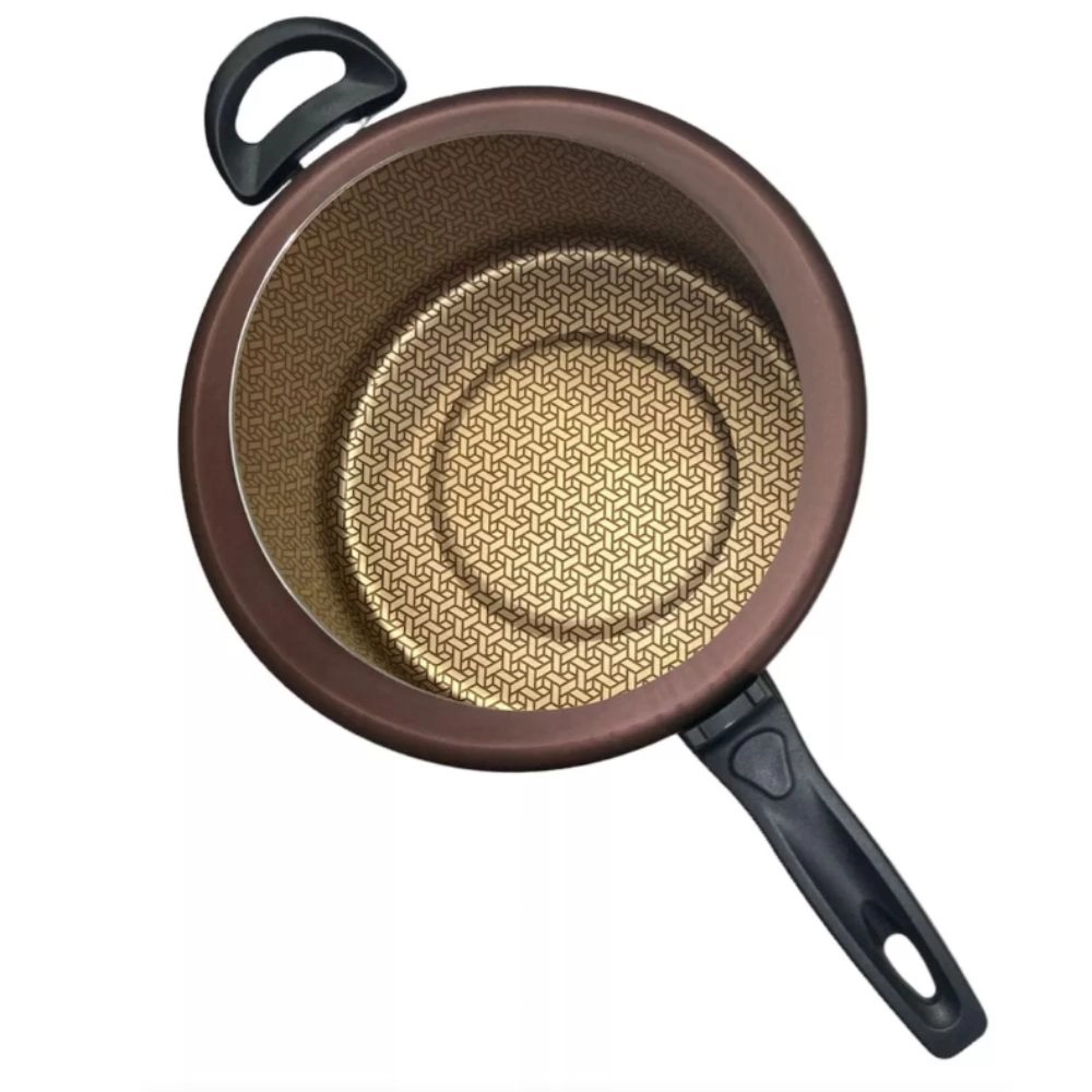 Panela De Pressão Antiaderente Cor Chocolate Com Visor 6,0L MTA Panela De Pressão Antiaderente Cor Chocolate Com Visor 6,0L MTA