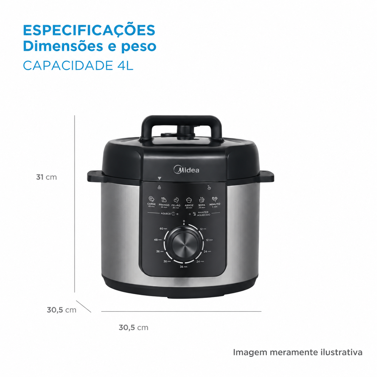 PANELA DE PRESSÃO ELÉTRICA MECÂNICA 4 LITROS PRETA 220V  PRATICIDADE E SEGURANÇA NO COZIMENTO