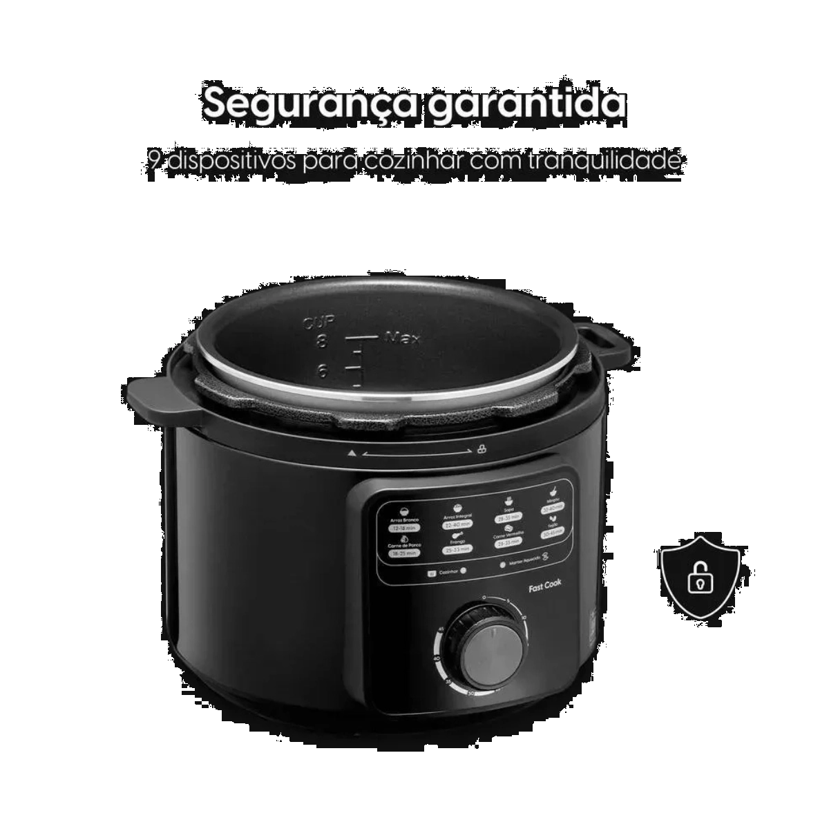PANELA DE PRESSÃO ELETRICA FAST COOK 127V 900W 4L 9 SELEÇÕES PANELA DE PRESSÃO ELETRICA FAST COOK 127V 900W 4L 9 SELEÇÕES
