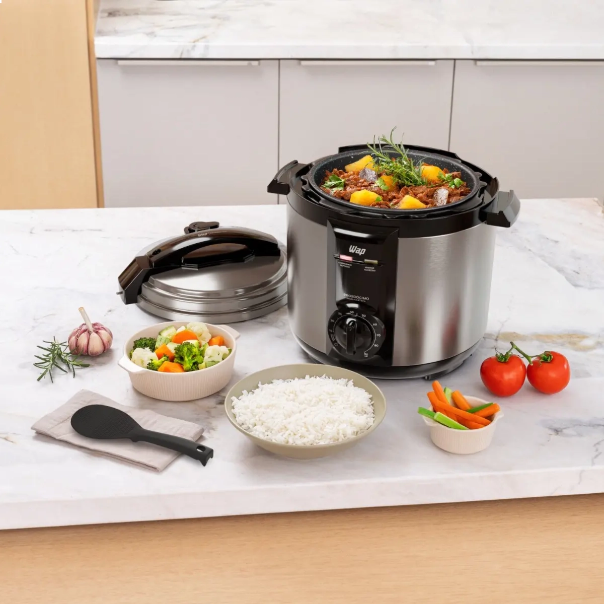 PANELA DE PRESSAO ELETRICA 900W ANTIADERENTE 5L 127V WAP EM INOX