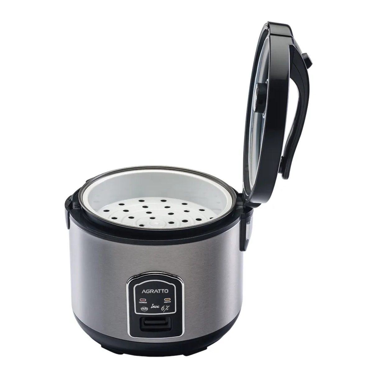 PANELA ELETRICA ARROZ COM VISOR DE VIDRO 6 XICARAS 127V INOX AGRATTO