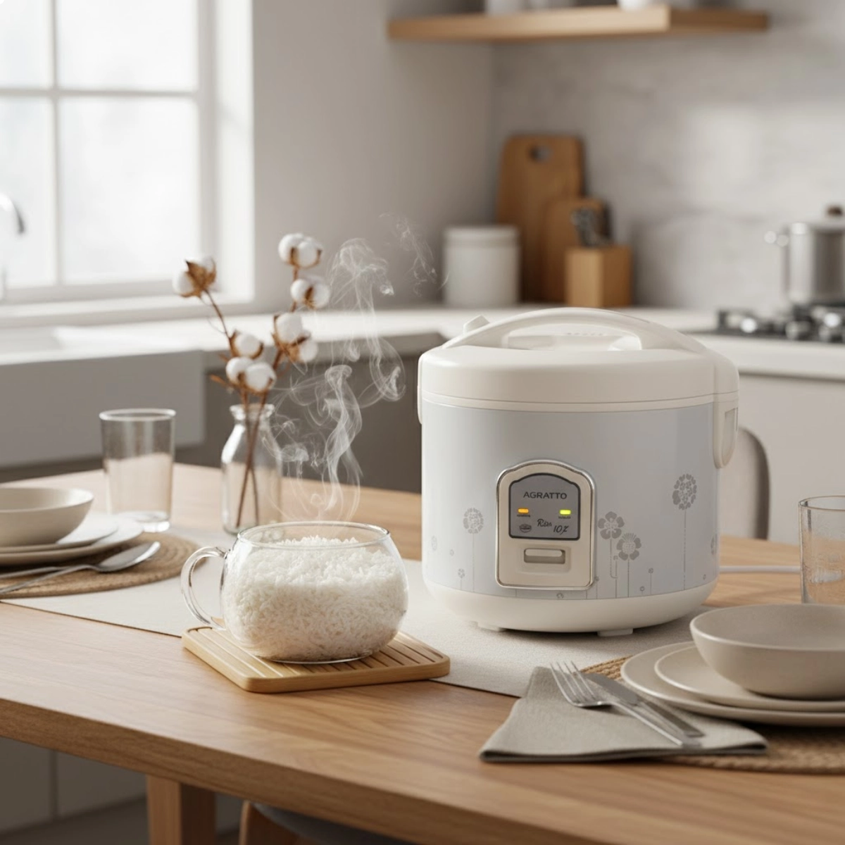 PANELA ELETRICA DE ARROZ 10 XICARAS 700W BRANCA RISO 127V AGRATTO