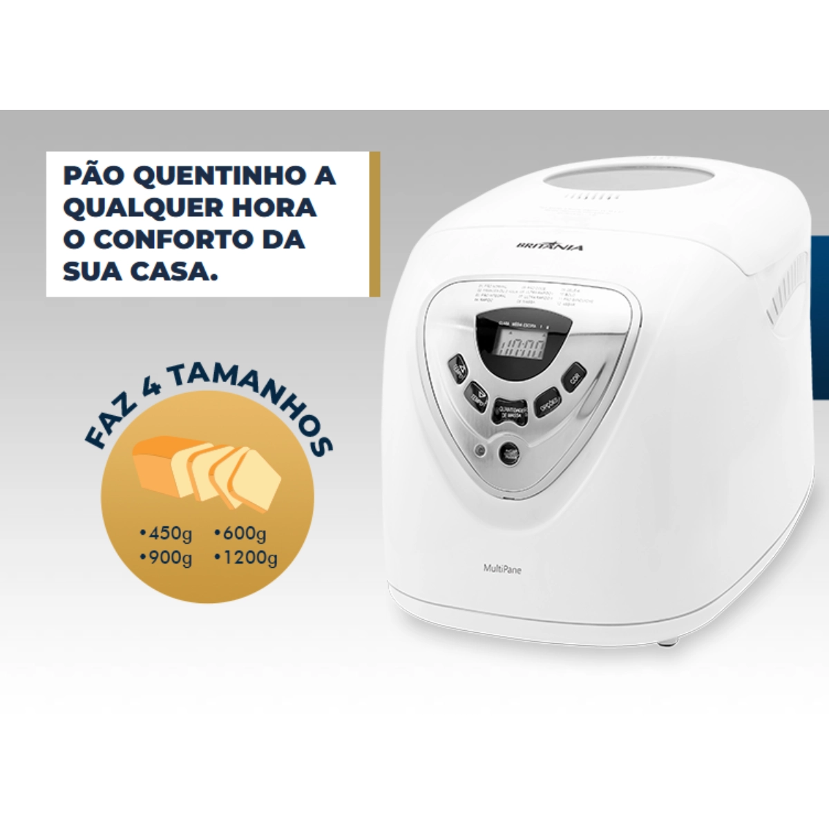 Panificadora Multipane Britânia Antiaderente C/ 12 Programações 127v Branca