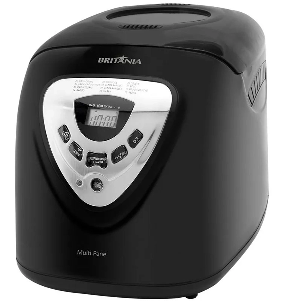 PANIFICADORA MULTIPANE BRITÂNIA ANTIADERENTE C/ 12 PROGRAMAÇÕES 127V PRETA