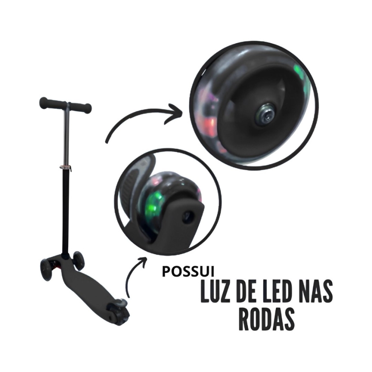 PATINETE INFANTIL 3 RODAS COM ALTURA REGULÁVEL IMPORTWAY BW011 PRETO